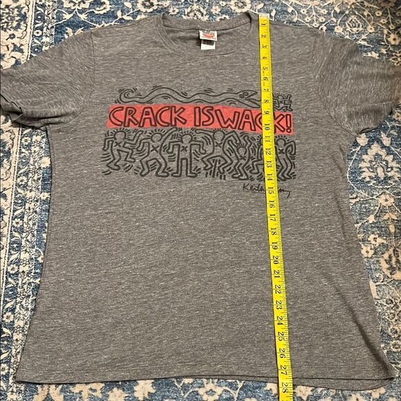 Junk Food Crack Is Whack Keith Haring Gray Graphic Pullover T-Shirt - Picture 9 of 9